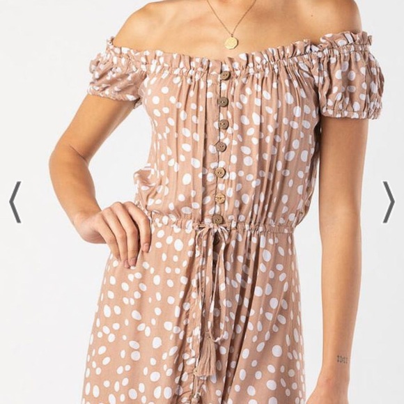 Tiare Hawaii Mocha + White High Low Sundress with Puff Sleeves - Picture 4 of 9